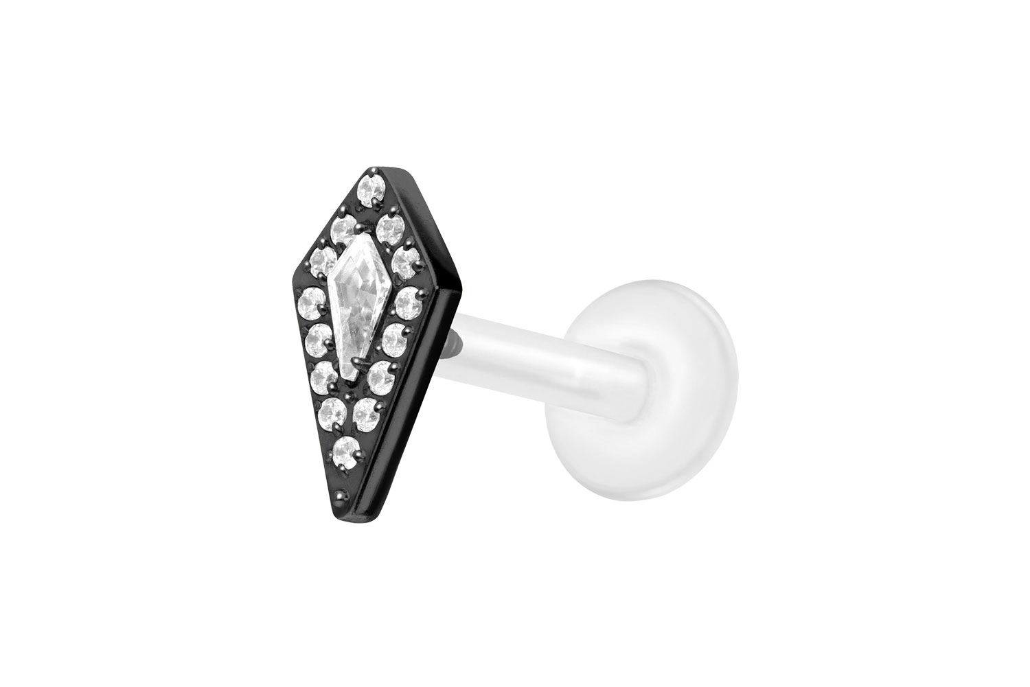 PTFE Labret Piercing mit Innengewinde + Titan-Aufsatz KRISTALLSCHILD